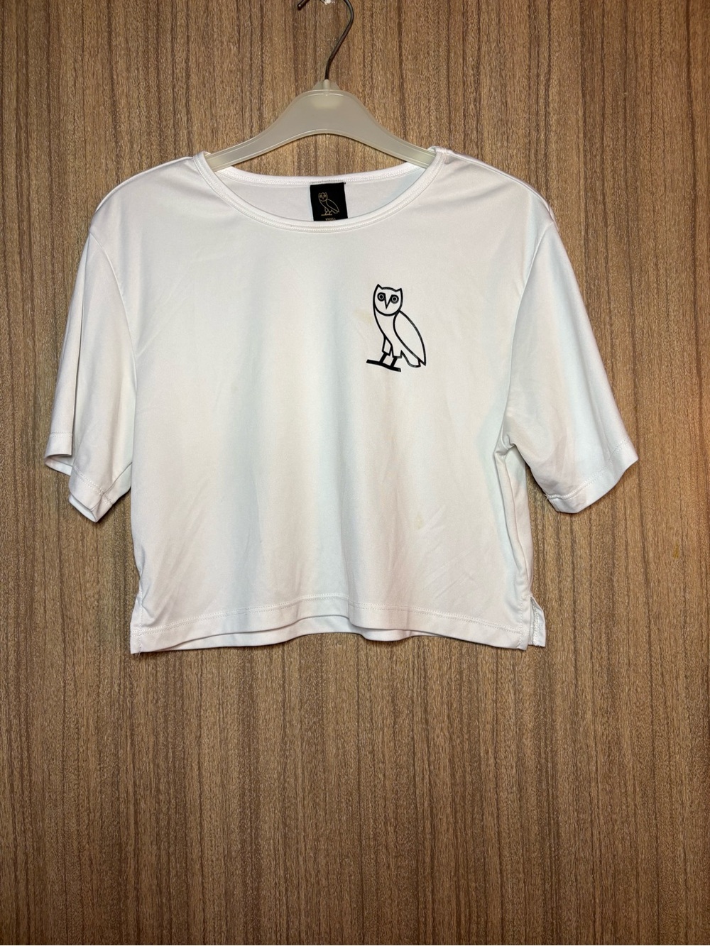 OVO Logo White Cropped T-Shirt - Women